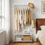Heavy Duty Bamboo Clothes Rail Rack Garment Hanging Stand Corner Open Wardrobe