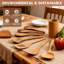 Ensemble d'ustensiles en bois de teck 9 pièces avec support et cuillère, cuillères et spatules en bois naturel pour la cuisine, ustensiles de cuisine anti-rayures