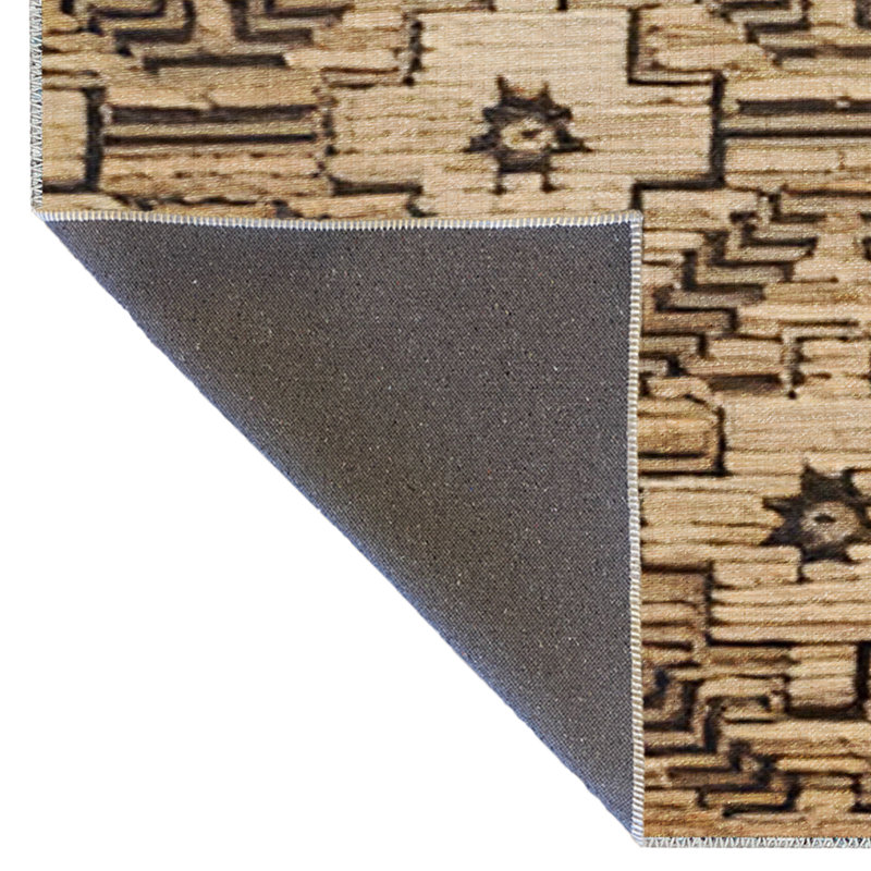 Tapis décoratif noir à motif traditionnel, Rectangle 4 pi 11,06 po x 9 pi 10,11 po
