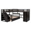 Lit superposé simple en L avec 3 tiroirs, bureau portable et garde-robe