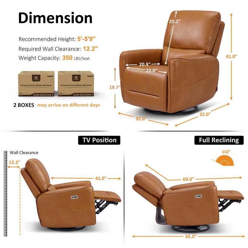 81.3cm Wide Standard Recliner, Orange