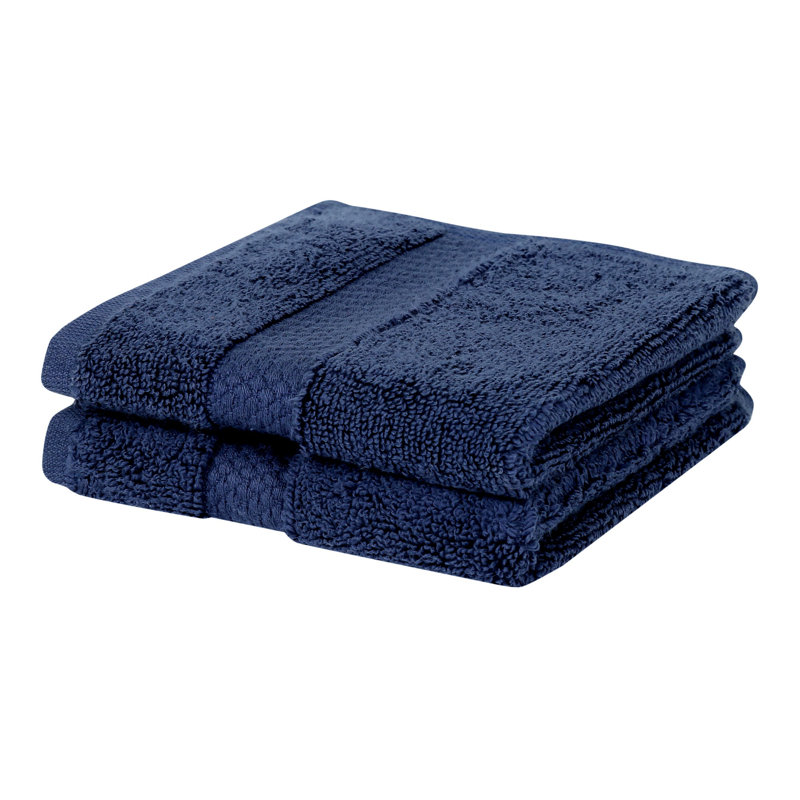 Ensemble de débarbouillettes 100% coton Splash, débarbouillettes et débarbouillettes en coton doux absorbant 550 g / m² pour salle de bain, spa et usage quotidien, certifié OEKO-TEX, paquet de 2, bleu marine