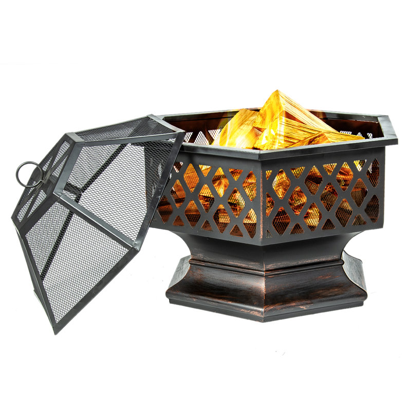 Auzenne Hexagon Iron Wood Burning Fire Pit