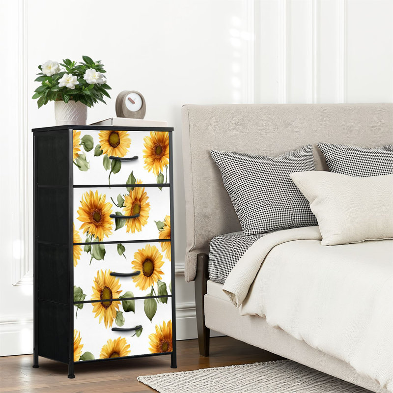 4 Drawer Dresser for Bedroom, Narrow Chest of Drawers, Wooden Top and Study Iron Frame 18"x37.5"-(WxH)