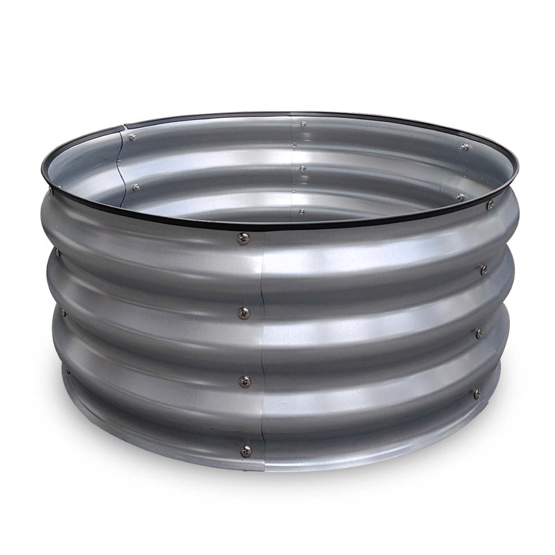  2x2x1ft Galvanized Raised Garden Bed, Planter Boxes Outdoor Round Metal Garden Beds For Planting Vegetables Flowers Herbs Silver