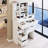 29.2" Left Drawer Vanity With Cushioned Stool, Built - In 2 Ac+2 Power Station, Hair Dryer Bracket, Extra Large Touch Switch Led Mirror Tri Color Lighting And Adjustable Brightness, For Small