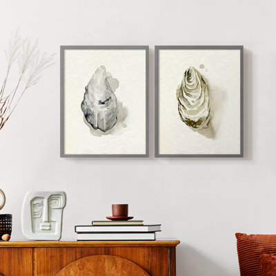 «Oysters on the Bay III», reproduction encadrée de qualité supérieure - prête à être accrochée - aucun clou requis - aucun clou requis