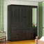 Armoire-penderie autoportante avec miroir, garde-robe noire moderne pour rangement
