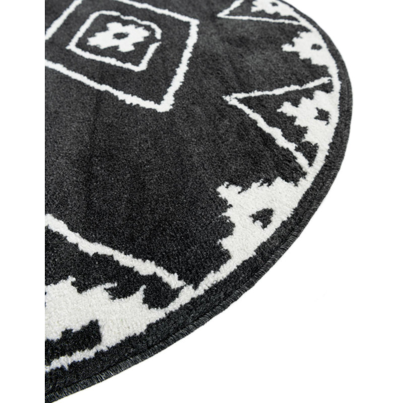 Latitude Run® Vefsna Nikolis Rug Black, Round 7'10"