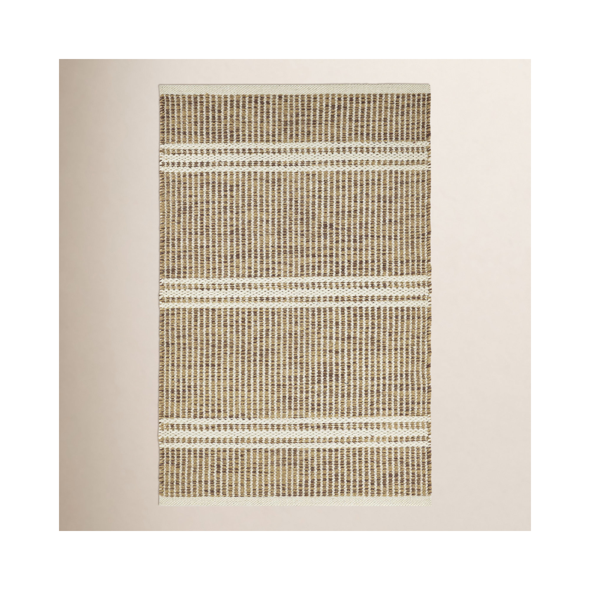 Malta Grey Handwoven Wool Rug, Rectangle 9' x 12', Natural