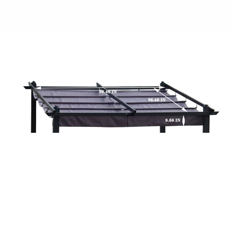 Toile de remplacement pour pergola rétractable 10 x 10 pi - Gris, protection solaire, imperméable, tissu à installation rapide pour l'extérieur protégé, hydrofuge, installation simple, gris