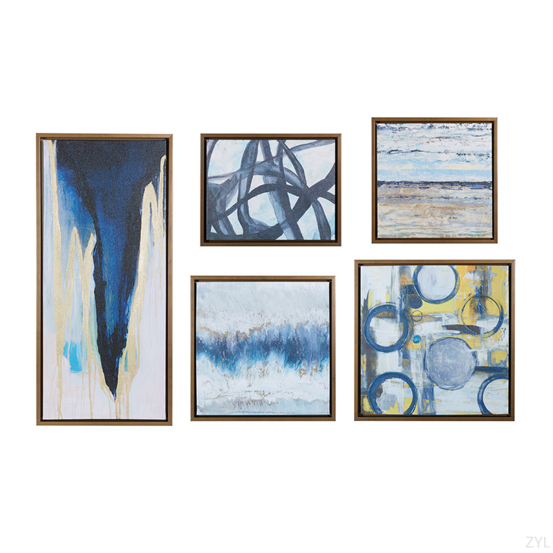Abstract 5-Piece Gallery Framed Canvas Wall Art Set