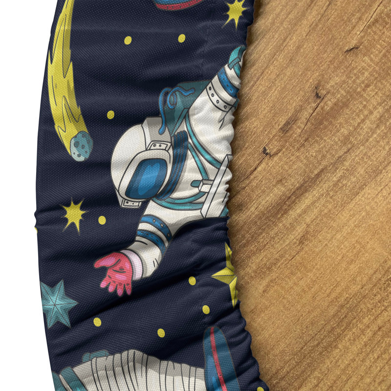 Bungalow Rose Outer Space Fitted Round Tablecloth Multicolor, 51.97" Round