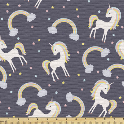 Chimdiadi Cartoon Rainbows Stars and Horse Multi-Purpose Fabric