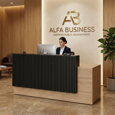 72" Minimalist Fluted Reception Desk – Sleek Professional Counter