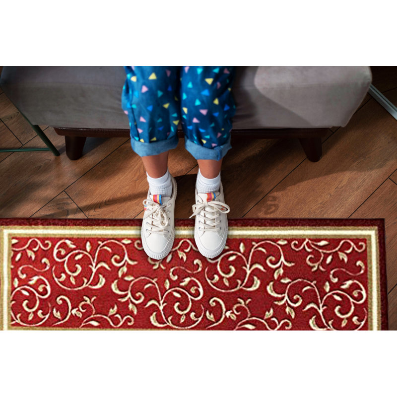 Tapis de cuisine Faasulu, Tapis de couloir 1,11 po x 7 pi, Rouge
