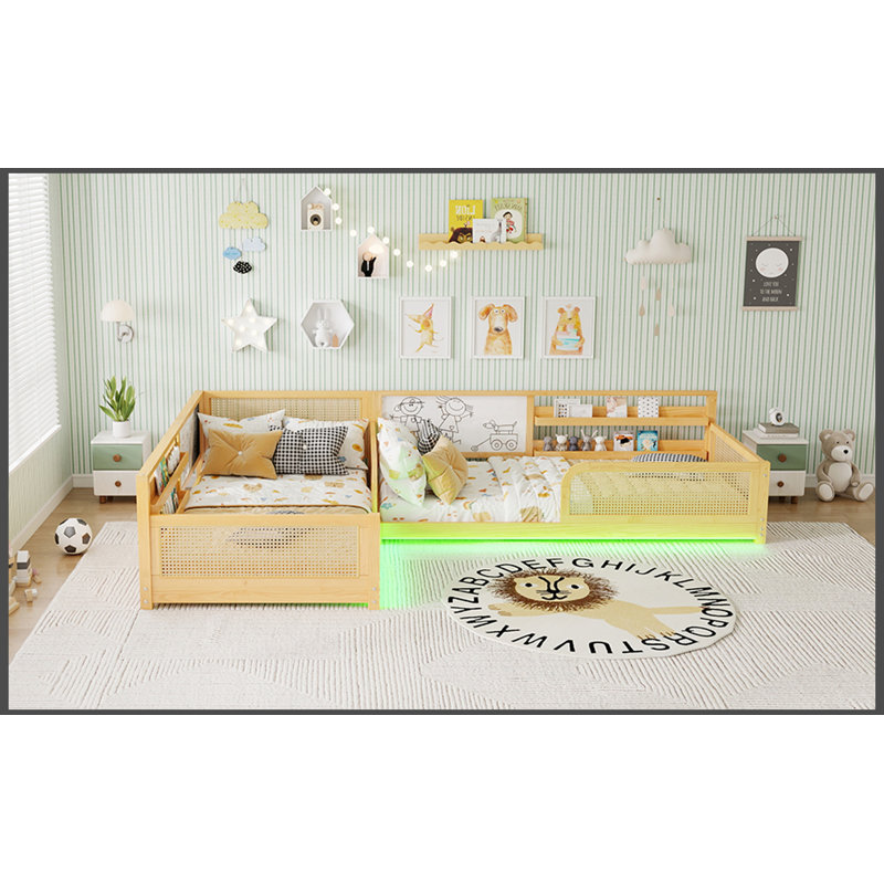 Structure de lit simple en rotin avec design convertible - Naturel, Naturel