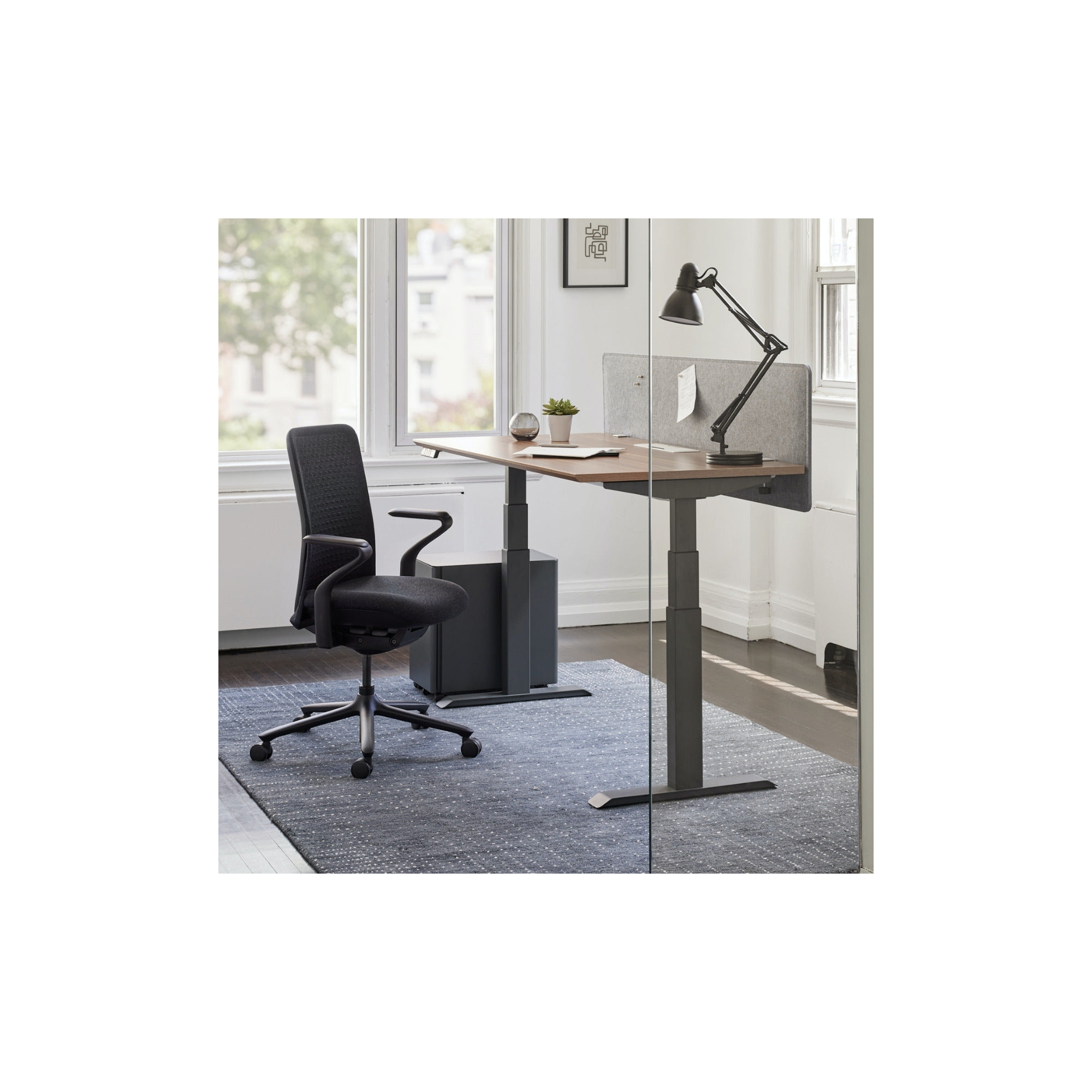 Standing Desk, Charcoal, 52" H x 48" W x 30" D, Walnut