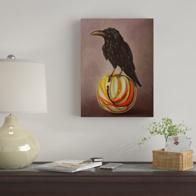 « crow on a marble », reproduction d’art sur toile tendue