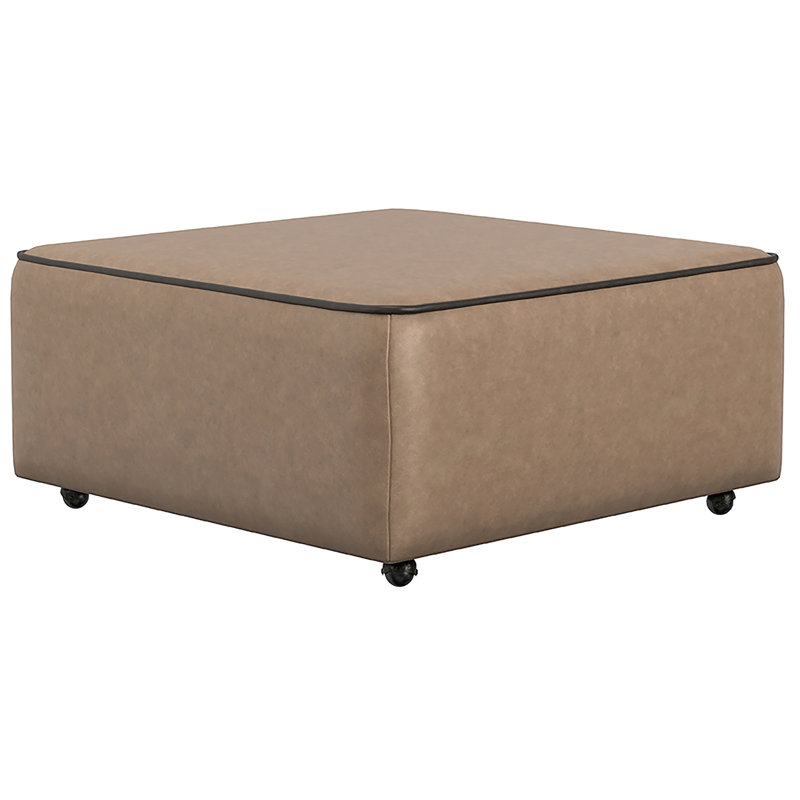 Nahele Upholstered Castered Cocktail Ottoman, Beige