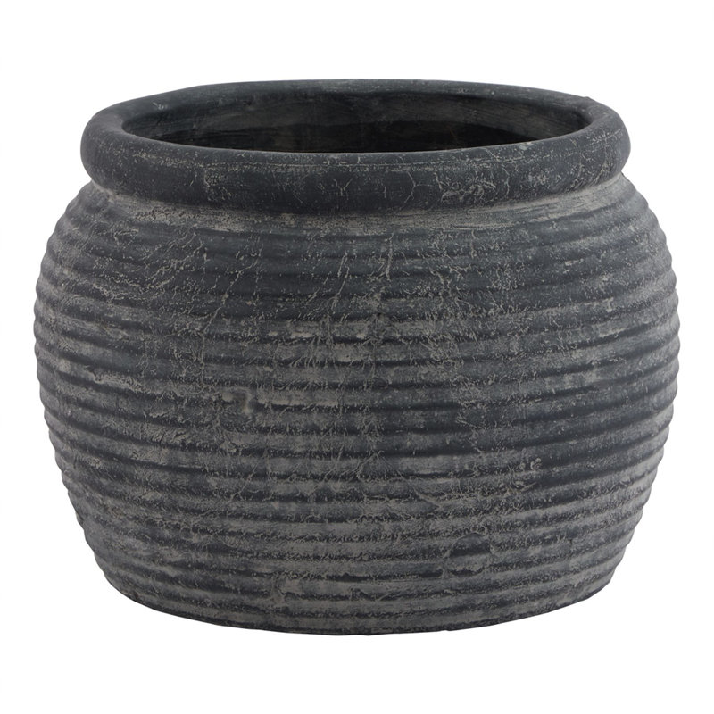 Marina Handmade Ceramic Planter, 31cm H x 40cm W x 40cm D, Grey