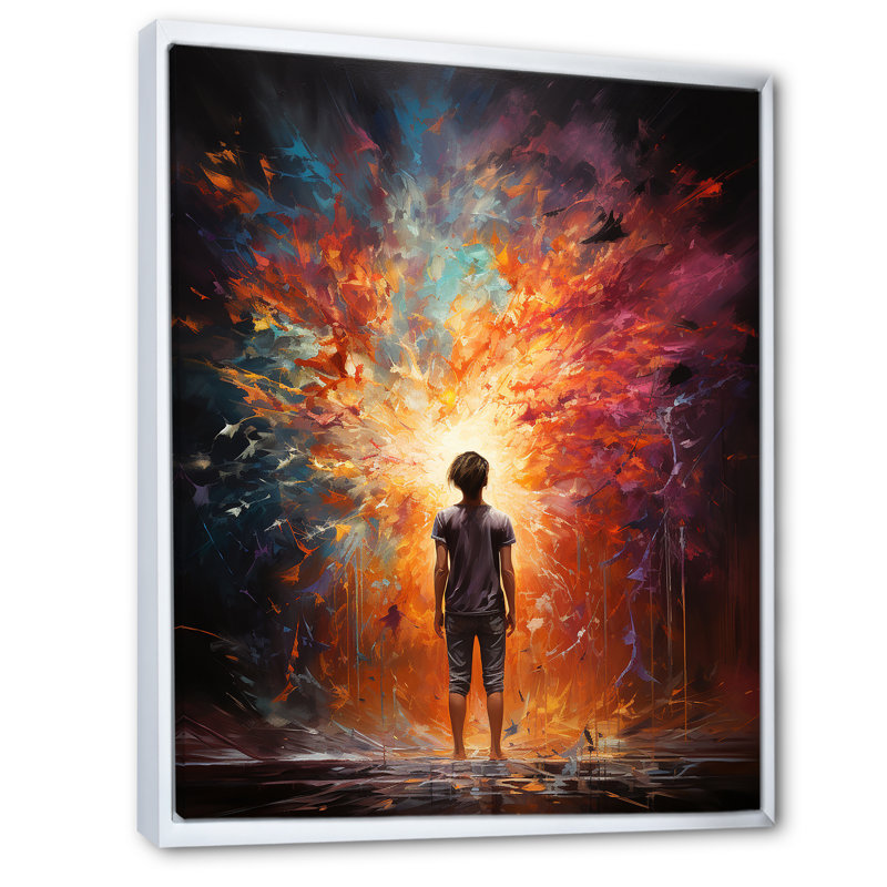 Médiation, sensibilisation transcendantale - Impression, Cadre flottant blanc, H 44 po x l 34 po x P 1,5 po