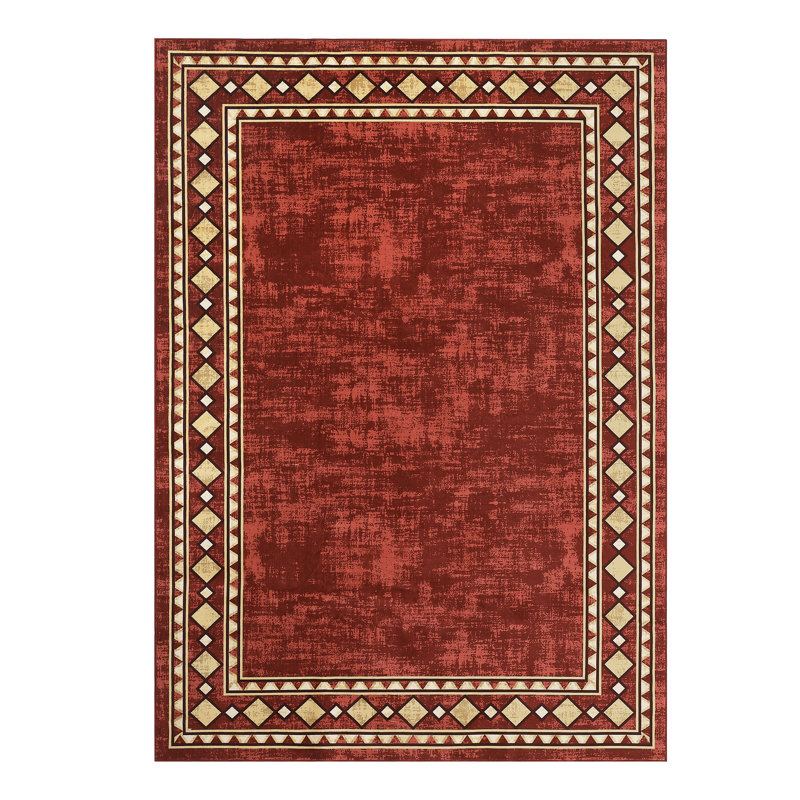Washable Modern Carpet Chic Bordered Area Rugs for Dining Room, Rectangle 5' x 7'
