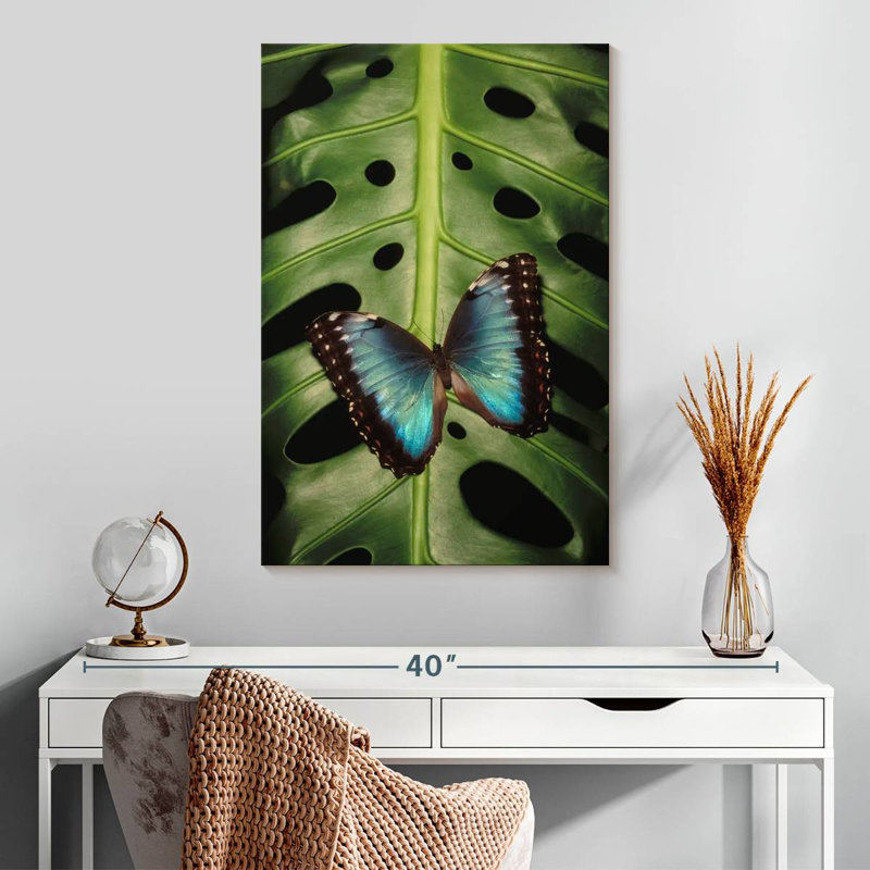 Brampt Butterfly On Monstera, 30" H x 20" W