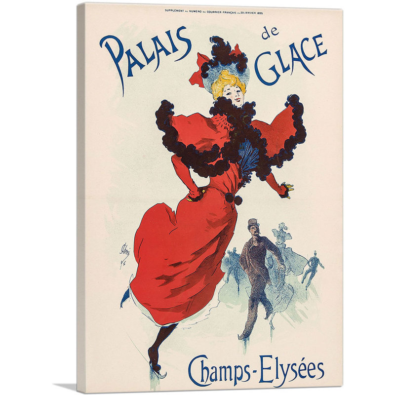 " Palais De Glace 1895 " by Jules Cheret, 40" H x 26" W x 1.5" D