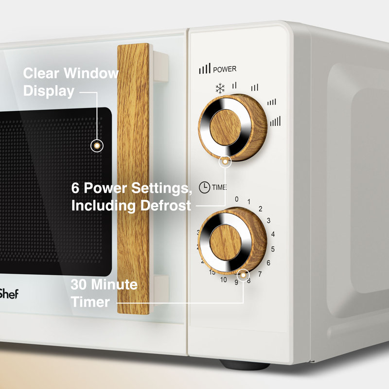 VonShef FIKA Range 45cm 3.645m³ L 700W - Watt Countertop Microwave, Cream