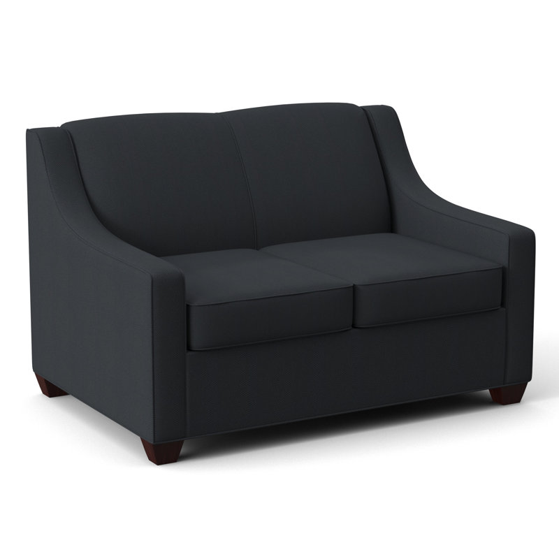 Phillips 52" Square Arm Loveseat with Reversible Cushions, Empire Mahogany, Herring Cove Aquamarine