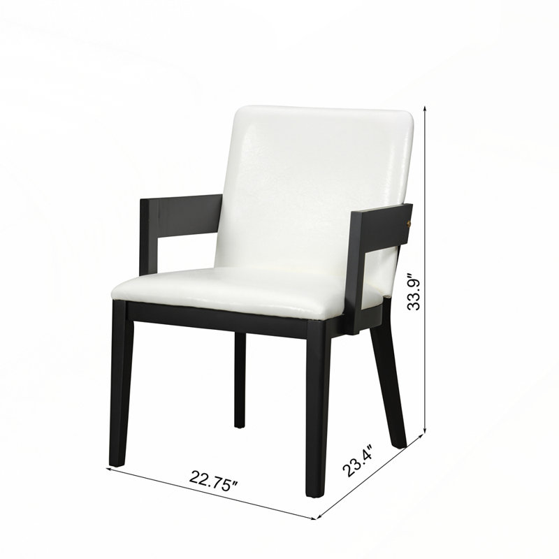 Ensemble de 2 chaises de salle à manger rembourrées modernes en cuir PU élégantes et confortables, Noir