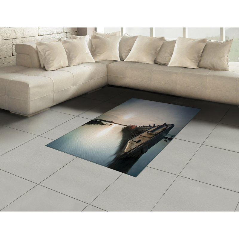 Nautical High Density Long Fiber Poly Threads Decorative Area Rug Carpet, Rectangle 4' x 5'8"