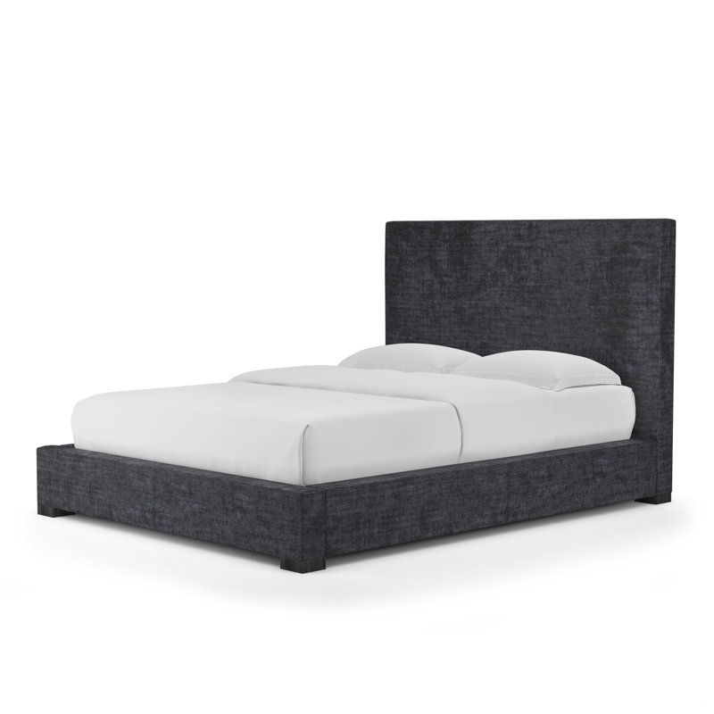 Sloan Upholstered Bed, Twin, Crushed Velvet Graphite, Natural