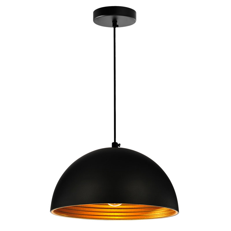 Mini-luminaire suspendu 1 lumière avec finition noire, H 6 po x l 12 po x P 13 po