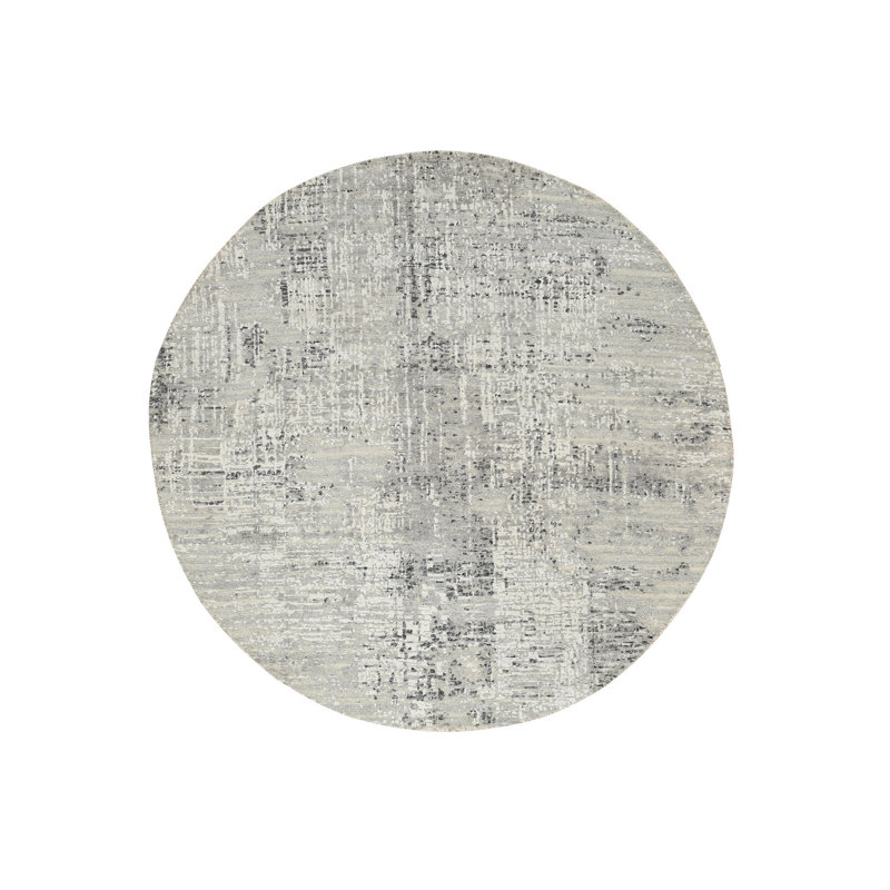 Tapis de couloir en laine naturelle gris clair noué à la main de conception moderne C18AE7D3779D4EC191D881F69628E79B
