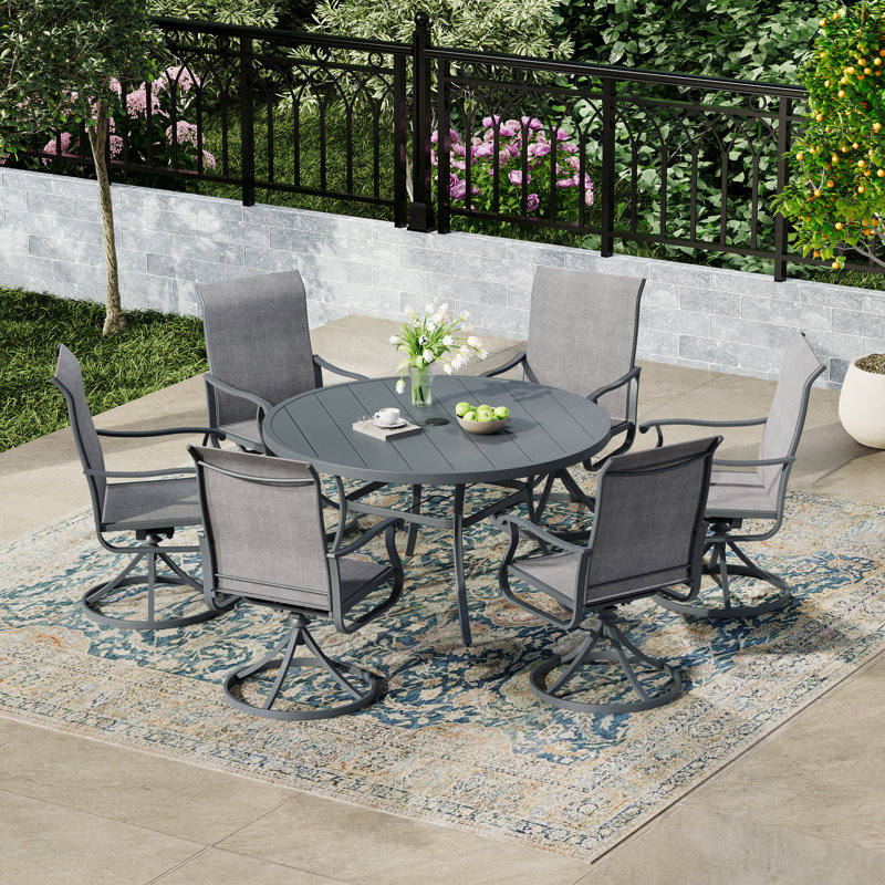 Ensemble repas extérieur 6 personnes, Gris clair