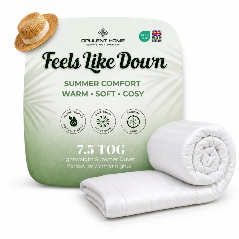 Opulent Home Premium Anti-Allergy Duvet Quilt 7.5 TOG - Lightweight Stripe Summer Comforter - Available Single /Double/King/Super King