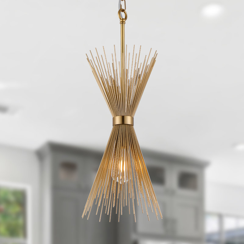 Luminaire suspendu 1 lumière Spoutnik Spike, Laiton