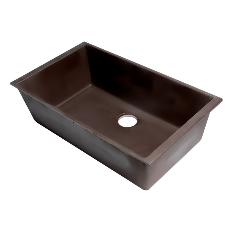 33'' L Single Bowl Granite Kitchen Sink, Chocolate