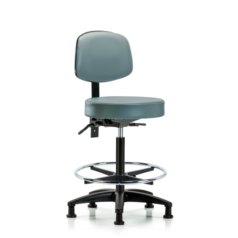 Laia Vinyl Task Chair, Navy Blue, Glides