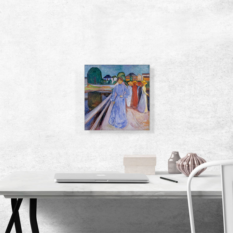 «Women on the Bridge 1902» par Edvard Munch, reproduction d'art sur toile tendue, H 12 po x l 12 po x P 1,5 po