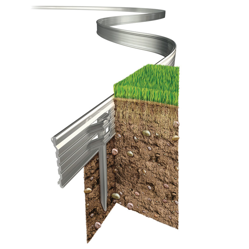 Swift Edge Rust-free Aluminium Garden Lawn & Border Edging - with connecting strips & fixing stakes, Nature