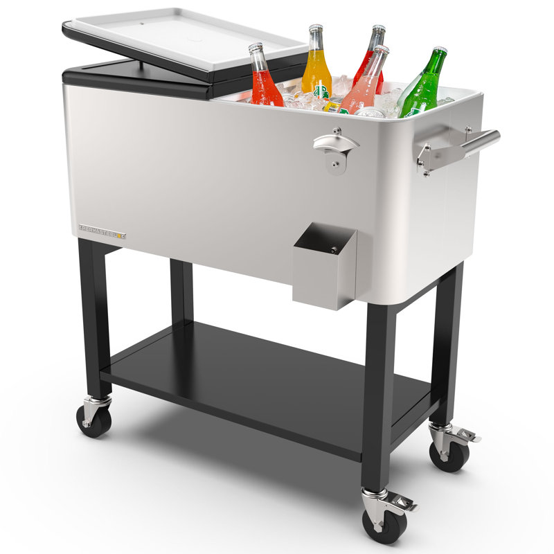 Permasteel 80-Qt Outdoor Patio Cooler with Removable Basin, Stainless Steel