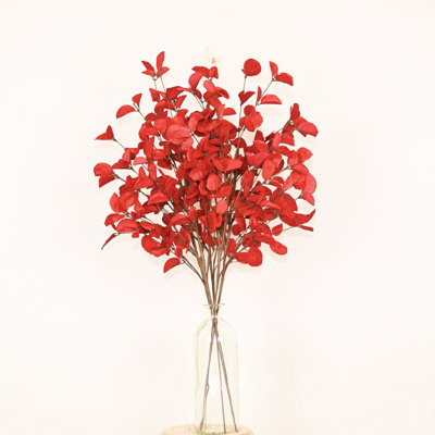 Artificial Farmhouse Fall Thanksgiving Floral Arrangement For Vase Filler, Mini Eucalyptus Faux Flower Branch Twig With Long Stem For Home Wedding Party Dining Table Centerpiece Decor
