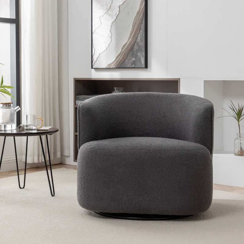 Fauteuil demi-tonneau pivotant Jalena, Polyester gris foncé