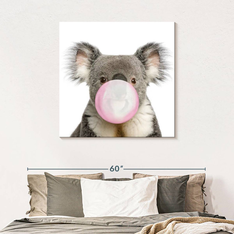 Impression sur toile Bubble Gum Koala Bear, H 39 po x l 39 po x P 1,25 po