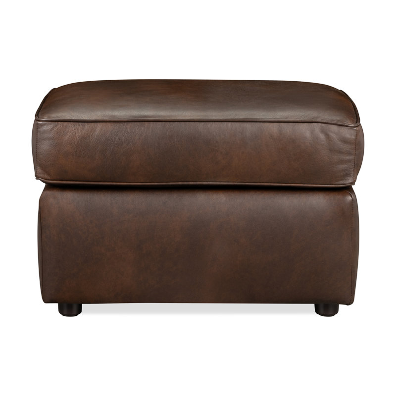 Yosef Genuine Leather Ottoman, Steamboat Driftwood Genuine Leather