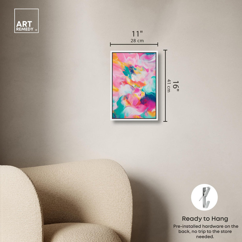 «Dancing Tones I» par Art Remedy, Cadre blanc, H 31 po x l 21 po x P 1,2 po
