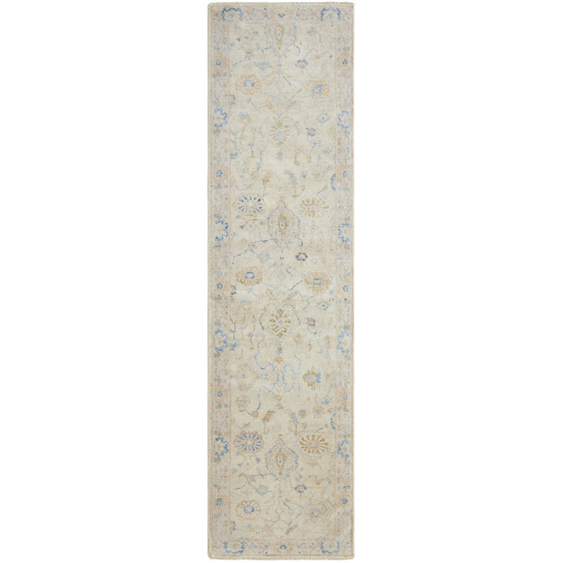 Tapis noué à la main Galena, Tapis de couloir 2 pi 6 po x 10 pi
